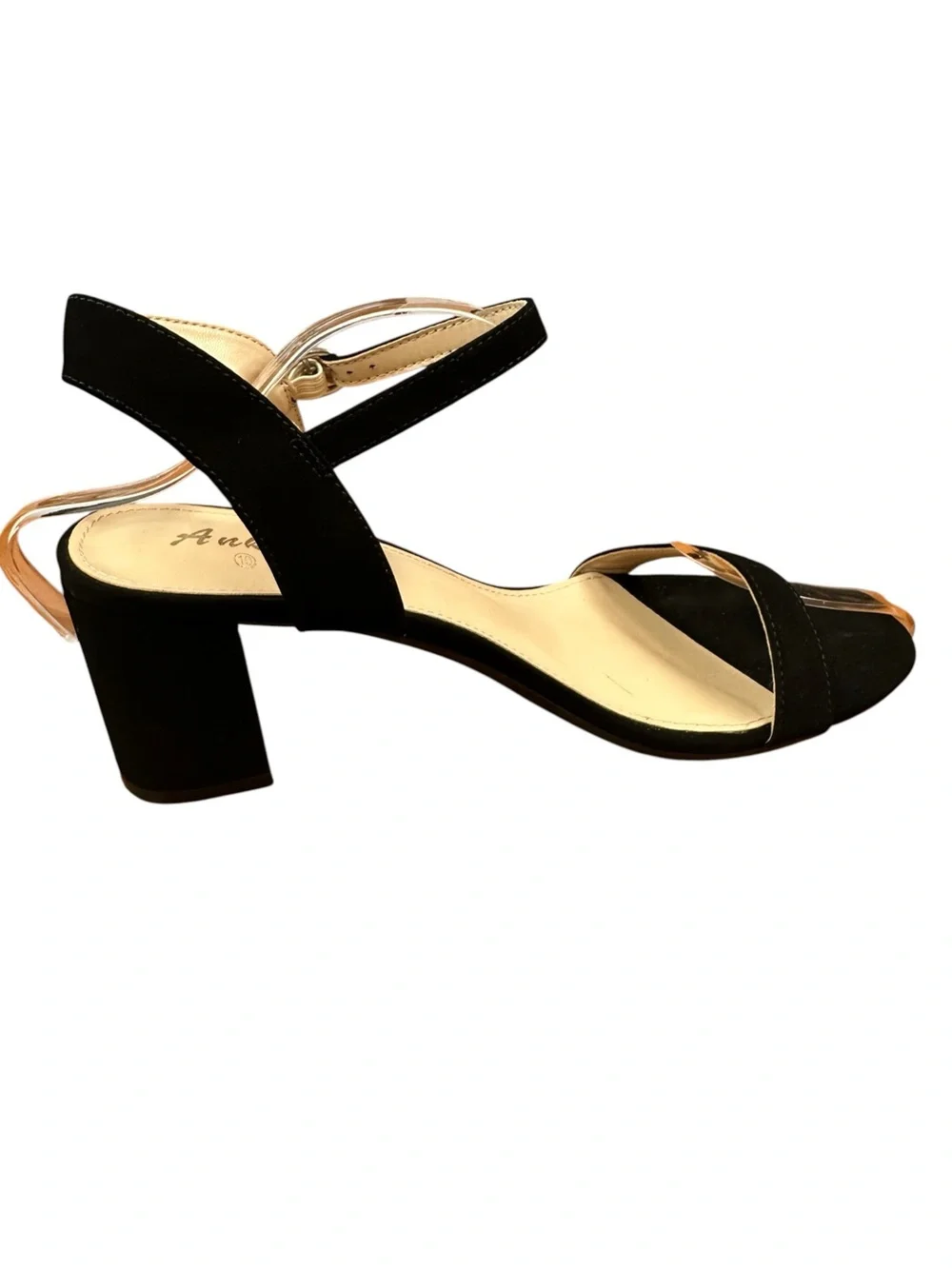 Ankis strappy open toe black 2.5” block heel sandals Size 10